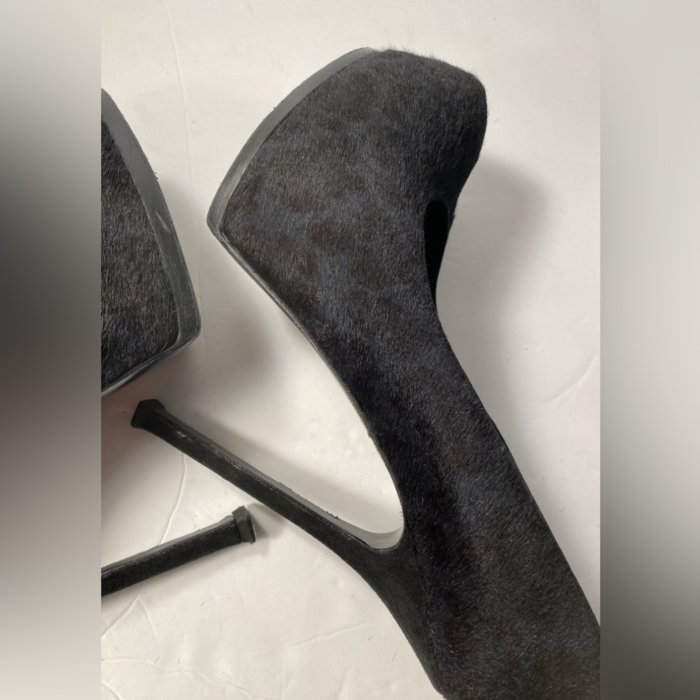 YSL Yves Saint Laurent tribtoo Ponyhair leopard print pumps heels black 40 - Picture 11 of 12